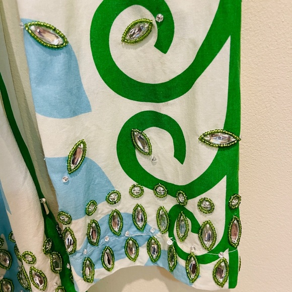 Rare Tory Burch Blue and Green Mirrored Tunic Blouse Top - Picture 7 of 16